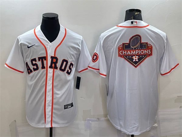 Men's Houston Astros White 2022 World Series Champions Team Big Logo With Patch Cool Base Stitched Jersey